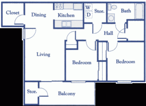 2 Bedroom Apartment Floor Plan (CH)