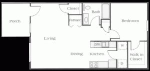 1 Bedroom Apartment Floor Plan (CW)
